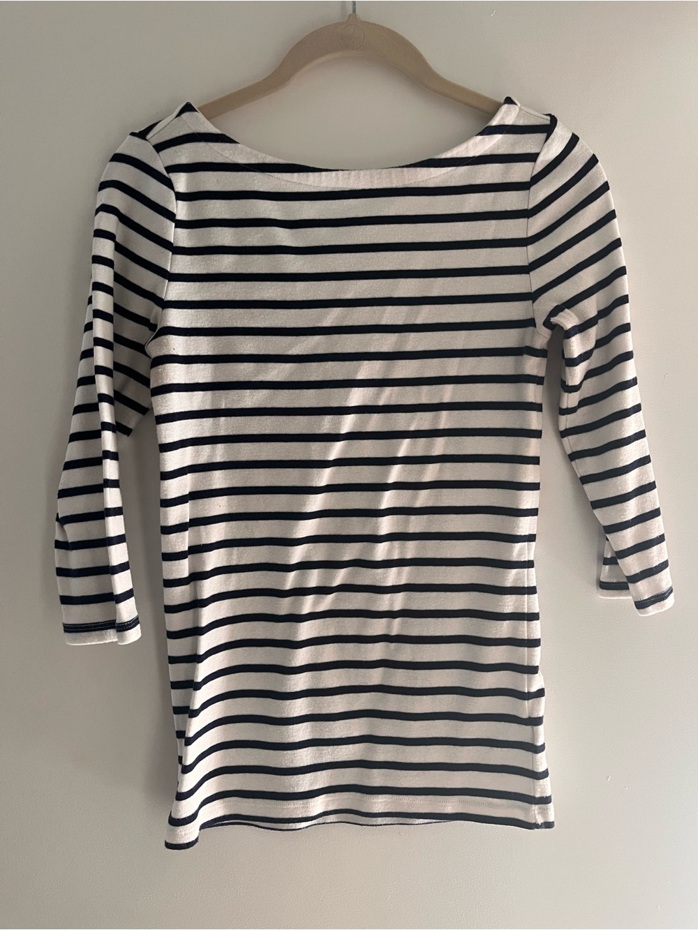GAP Navy & White Striped Boatneck Long-Sleeve Top